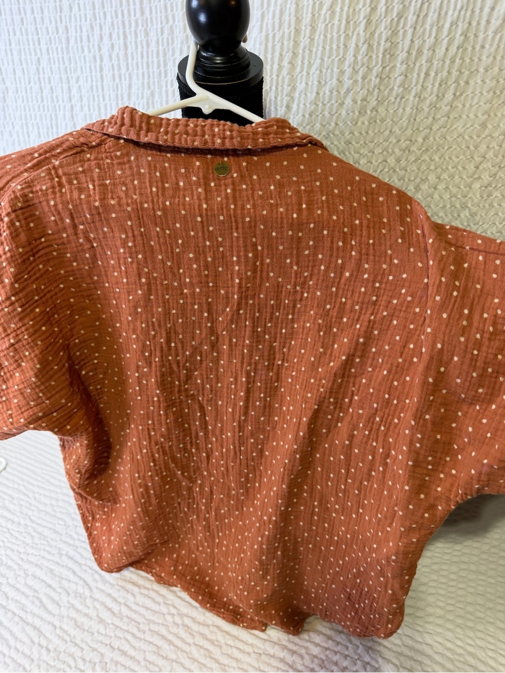 Rip Curl Women's Rust Orange Dot Button-Front Shirt - Picture 4 of 5